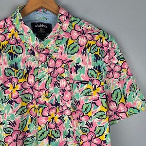 Chubbies Mens Large Colorful Floral Tropical Short Sleeve Button Down Polo Shirt